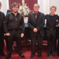 Dr. Robert Shuffett with the performers of his "Reflections on the Serenity Prayer," immediately following the world premiere performance on May 24, 2025 (following a rousing standing ovation).